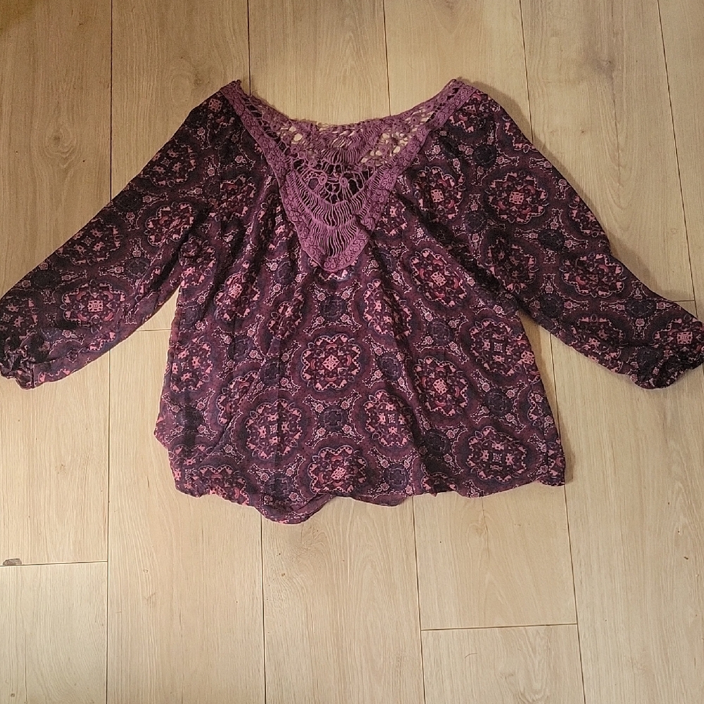 Maurices Plum Patterned Lace Blouse
